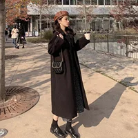 Plus Size Black Woolen Coat Women's Outerwear Mid-Length Korean Style Hepburn Wind Small Size Autumn Winter Fashion Trendy St...
