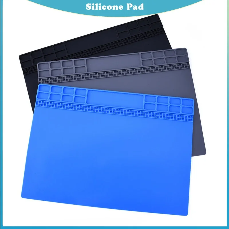

Heat Insulation Silicone Pad Desk Mat Maintenance Platform For BGA Soldering Repair Station Repair Tools Grey/black/blue
