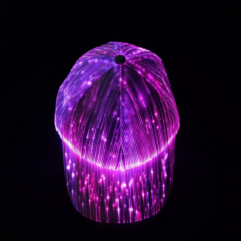 Rechargeable LED Luminous Cap Glowing Linen Snapbacks Optical Fiber Music Festival Halloween Hip Hops Hat Holiday Baseball Caps