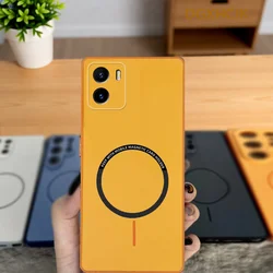 Shookproof Color Magnetic Hard Silicone Back Phone Case for Vivo Y15s (XCK orange)