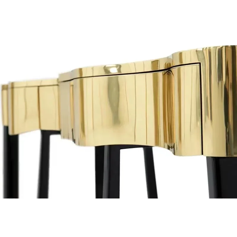 Factory Luxury Stainless Steel Boca Do Lobo Console Table Toughened Glass Marble Top Entry Table With 3 Drawers