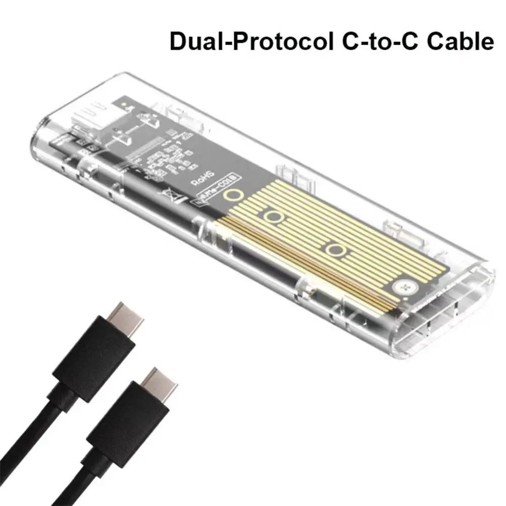 Laptop SSD Mobile Hard Drive Box Transparent M.2 SSD Box NVME PCIe M2 Hard Disk Case NGFF 10Gbps Clear Case Phone