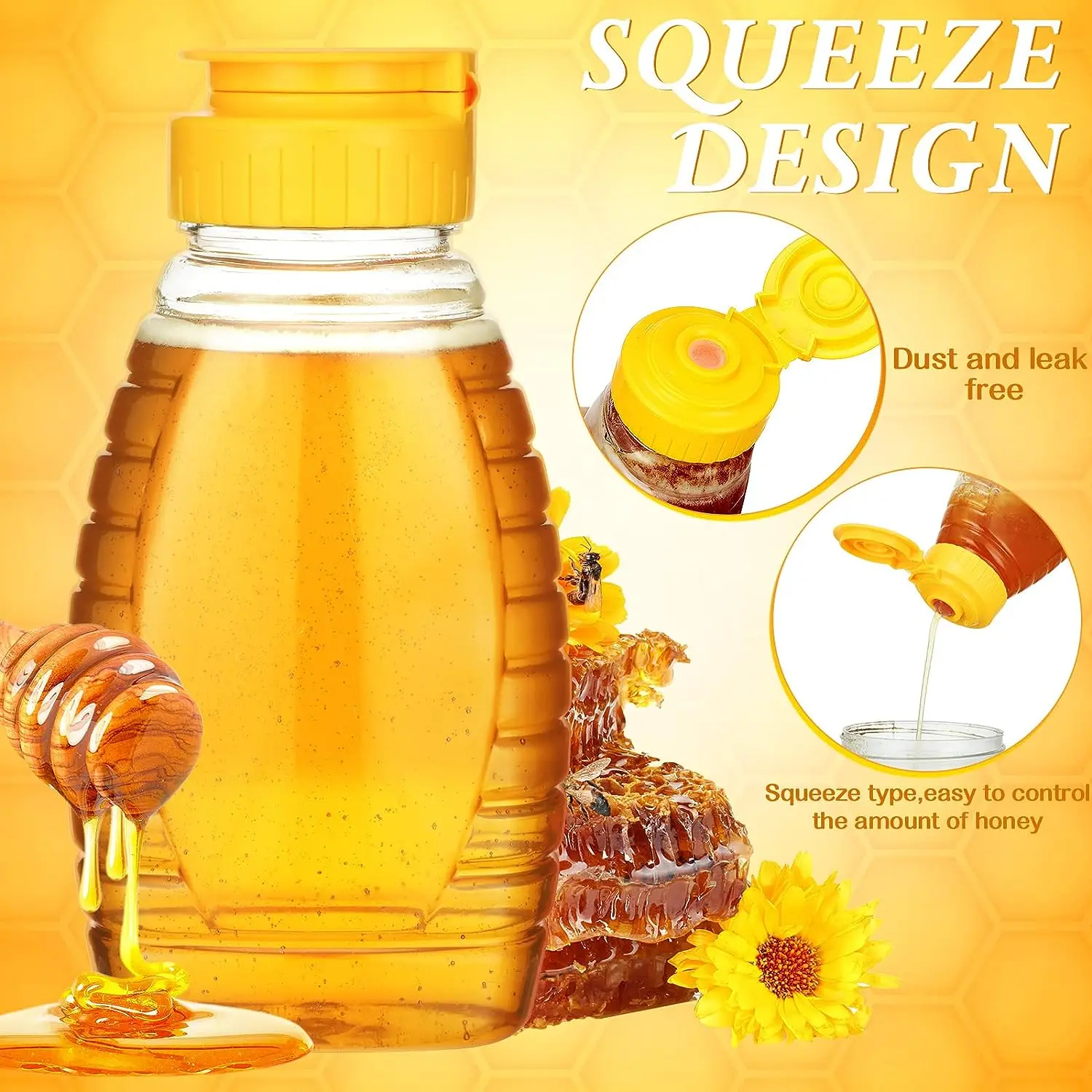 24 PCS Honey Squeeze Bottles 8oz Plastic Small Jars Sauce Syrup - View #4