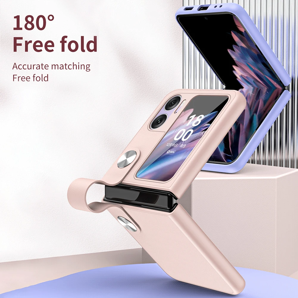 TPU Flip Case Washable with Hand Strap Mobile Phone Shell Adjustable Foldable Fall Resistant Lightweight for Smartphone Find N2
