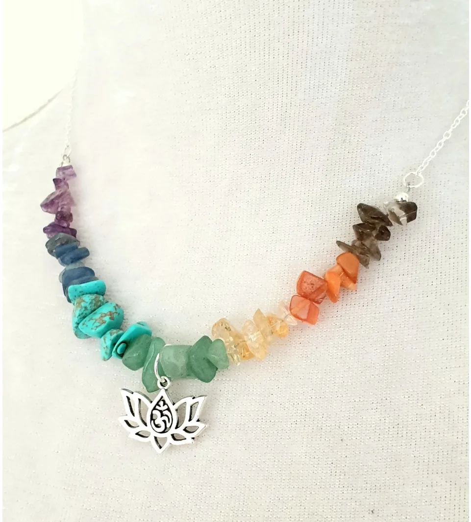 Seven Chakra Crystal Necklace for Women, Natural Gemstone Jewelry