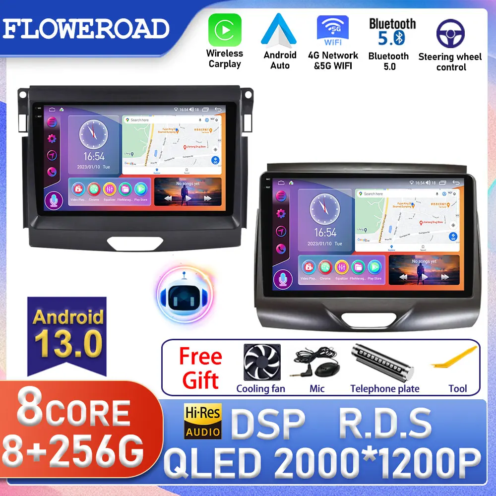 

For Ford Ranger 2015 2016 2017 2018 2019 2020 Android 8 Core 8+256G Car Radio Multimedia Video Player 5G WIFI 4G Navigation GPS