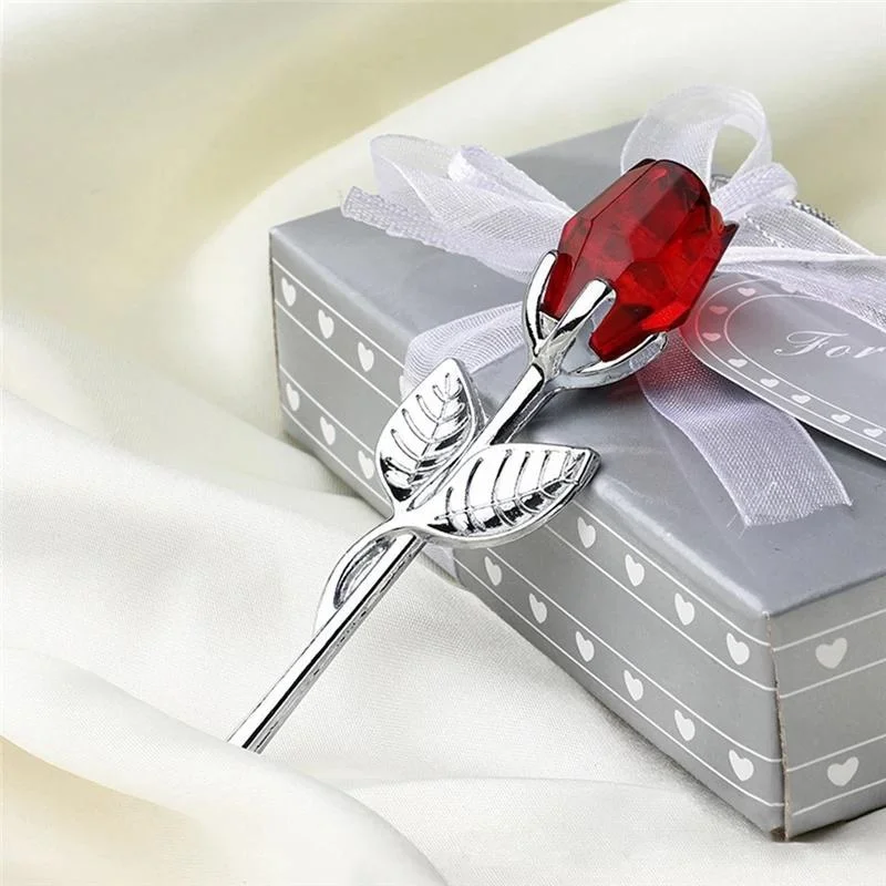 6 Colors Crystal Glass Rose Flower Figurines 2