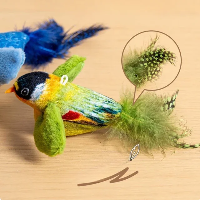 Indoor Interactive Birds Toy for Cat Chasing Teasing Toy Sounding Catnip Cat Teaser Toy Self-hilarity Wall Hanging Birds Cat Toy 4