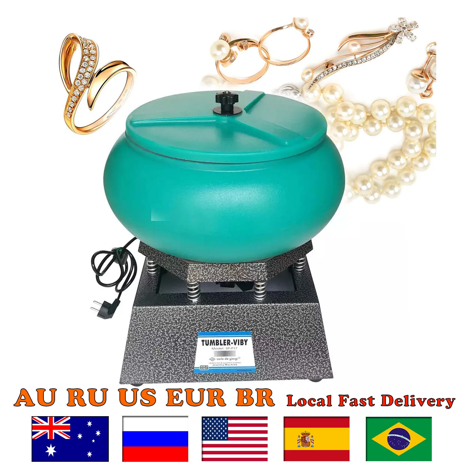 

Premium 17-Inch Super Large Vibratory Tumbler - Wet/Dry Polisher for Metal Jewelry and Pearl Finishing