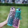1 Liter Large Capacity Leopard print Plastic Cup Leak Proof Sports Water Bottle Drink items Outdoor Travel Portable Gym Bottle 3