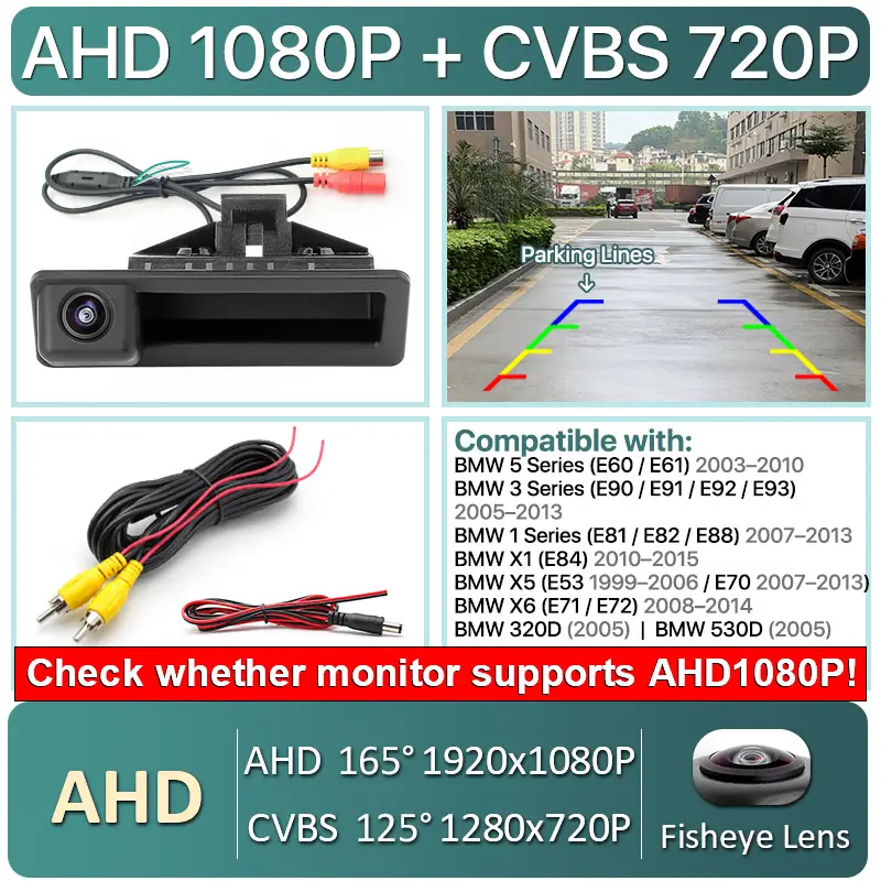 Vehicle AHD 1080P Dynamic Trajectory Car Reverse Backup Trunk Handle Camera For BMW 3 Series 5 Series X5 X6 E60 E70 E82 E90 - Image 9