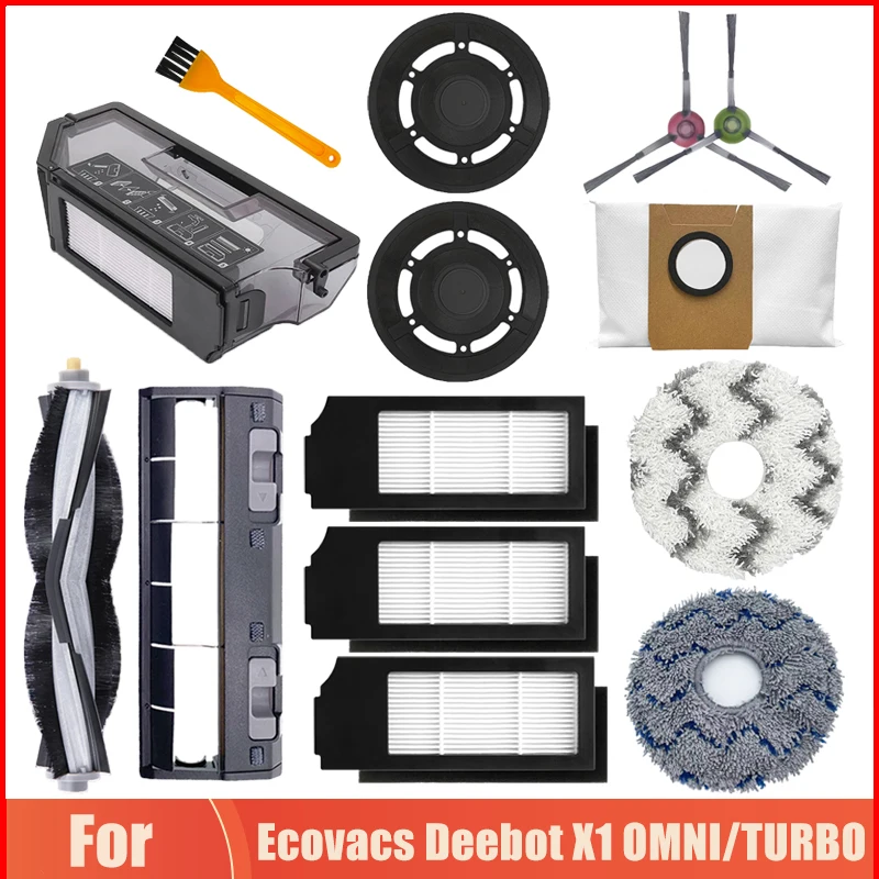 Lado Rolo Escova Tampa Peças para Ecovacs Deebot x1 Omni Turbo Robô Aspirador Mop Pano Hepa Filtro Poeira Bolsas Acessórios