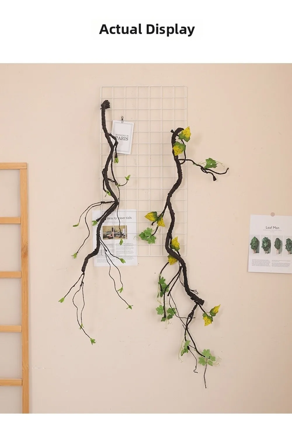 Wandbehang Künstliche Rattanranke DIY Weinblätter Künstliche Kunstpflanzen Baumkranz-Form Dekorative Kunstzweige Heimdekoration – Detail 2