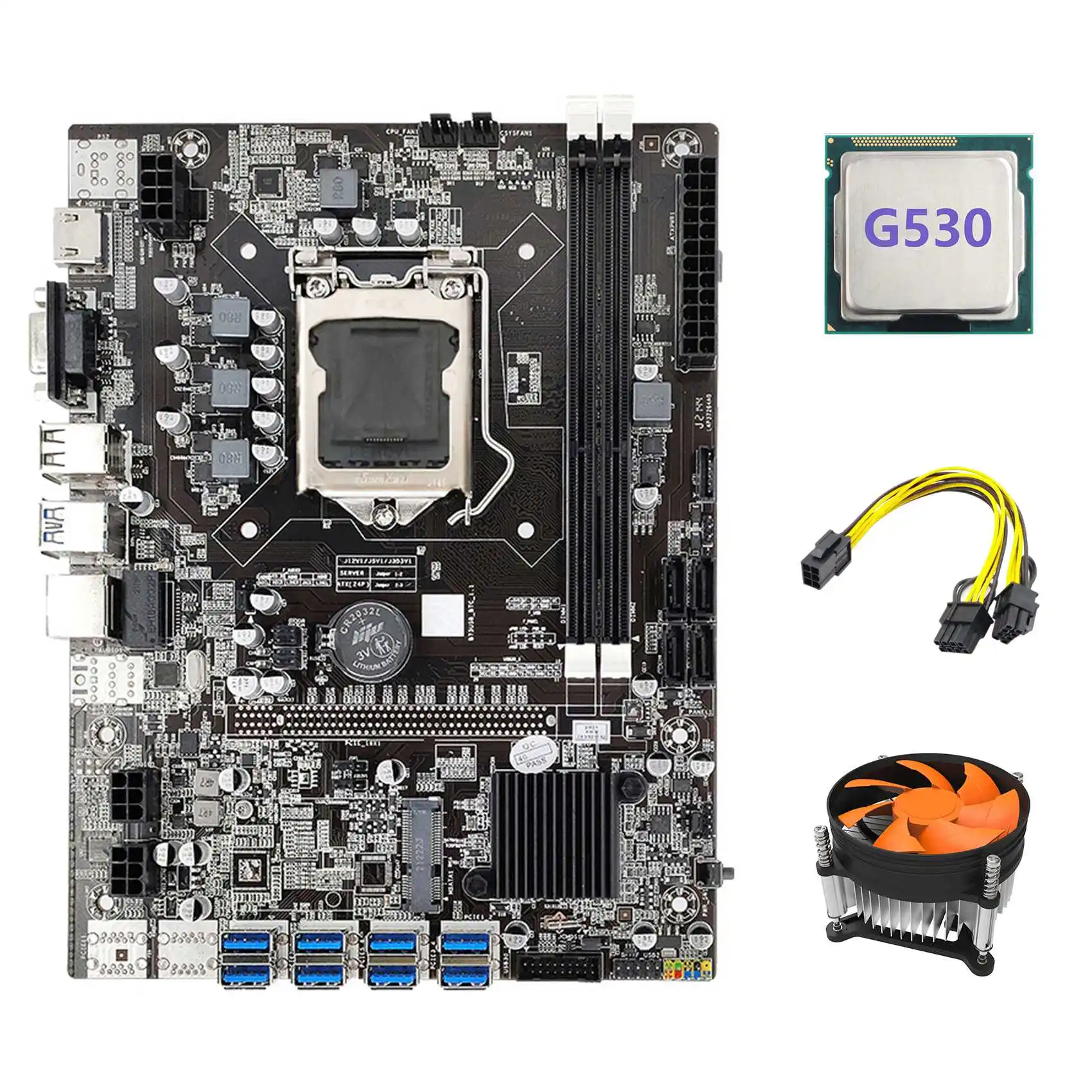

Материнская плата B75 USB ETH 8XPCIE к USB + G530 CPU + 6Pin к двойному 8Pin кабелю + Fan LGA1155 B75 BTC материнская плата для майнинга