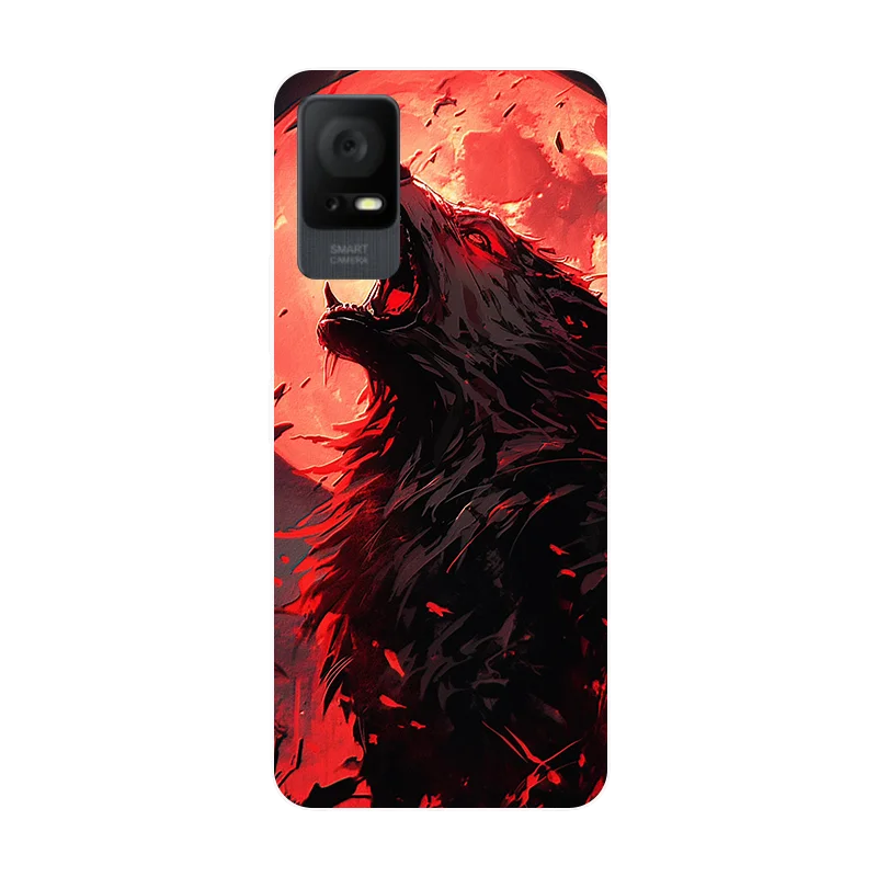 Floral Wolf Design Soft Silicone Shockproof Phone Case Cover