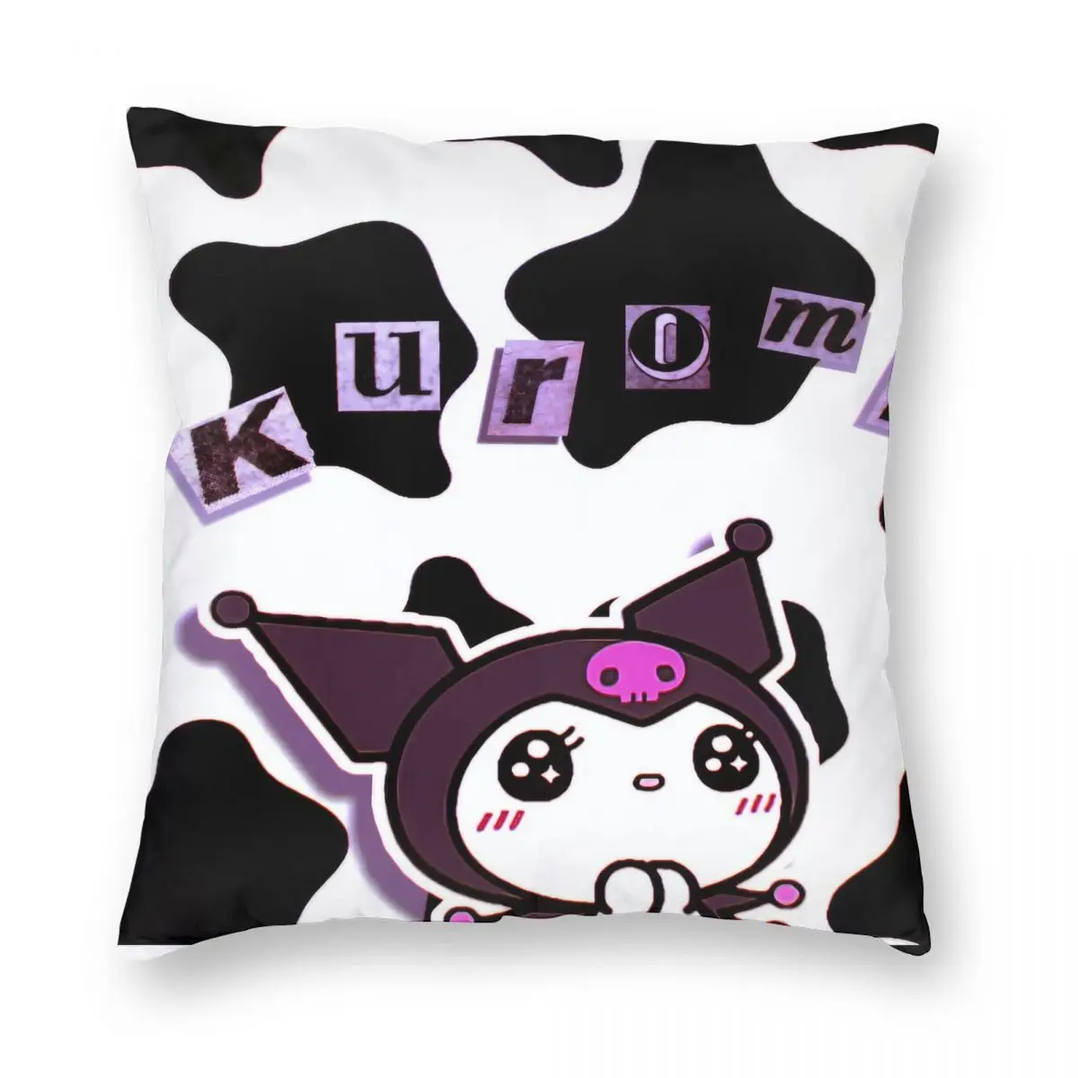 

Kuromi Cartoon Black White Pillowcase Soft Polyester Cushion Cover Decorations Throw Pillow Case Cover Seat Zippered 45X45cm