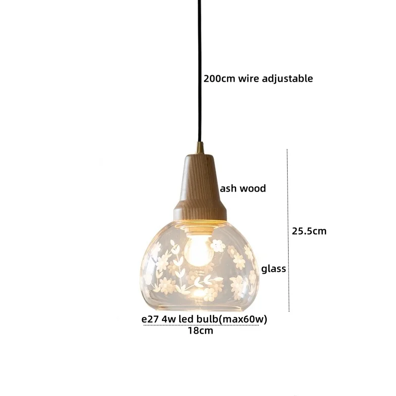 IWHD Glass Wood LED Pendant Lamp Bedroom Dining Room Kitchen Bar Carved Designs Modern Hanging Lights Fixtures Hanglampen
