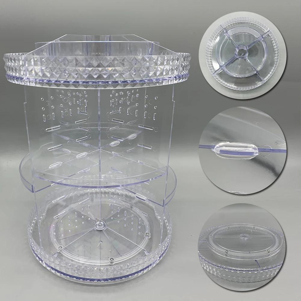 360 Degree Rotation Make Up Organizer Box Cosmetic Organizer Transparent Fashion Spin Multi-Function Detachable Acrylic 2