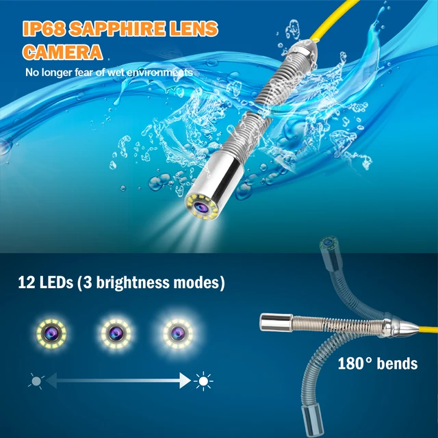 Sewer Camera with 10.1in HD Screen and 512HZ Locator Self-Leveling Distanc Counter Inspection Camera with keybord and 5mm Cable 6