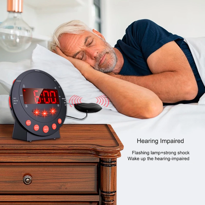 

Super Shaker Alarm Clock Digital Table Clock Deaf Mute Elderly Strong Vibrating Clock Hearing Impairment Light Desk Clock