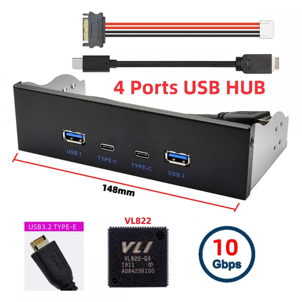 USB3.2gen2FrontPanel10GbpsUSB3.1Type-A&Type-CHUB4PortstoMotherboardType-EConnectorCablefor5.25"CD-ROMBay-AliExpress
