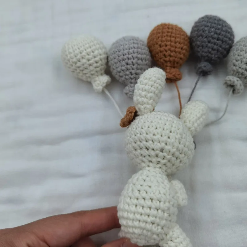 10cm Handmade Rabbit Bunny Animal with Balloon Home Decor Wall Hanging Toys Nursery Decor Living Room Children Girls Bedroom Dec plush doll,anime plush doll