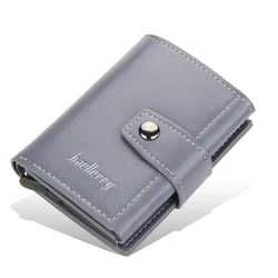Sleek RFID - Blocking Leather Card Holder Wallet (GRAY)