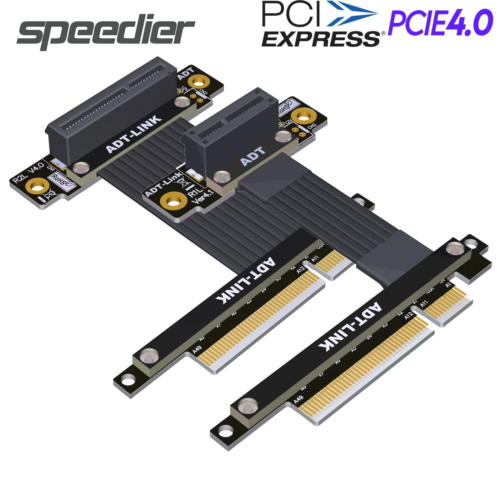 

ADT PCI Express 4.0 X8 to X1 X4 Riser Cable PCI-E SSD Riser Network Card Adapter 1x 4x Card to 8x Slots GPU Motherboard Extender