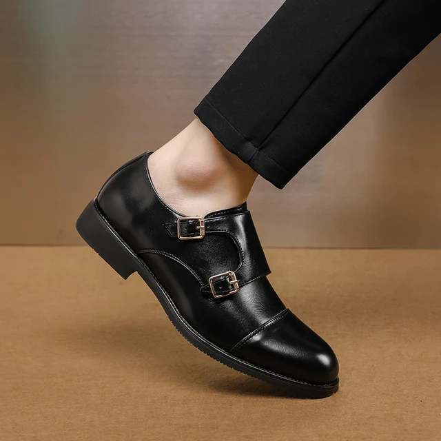 Luxury Brand New Men Casual Shoes Leather Men Fashion Double Buckle Loafers Mens Slip-on Board Oxford Shoes Spring Elegant Flats - Image 2