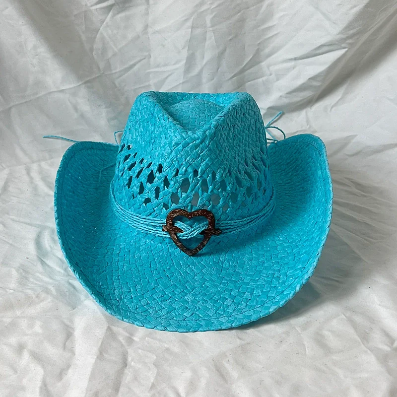 Cowgirl-Hüte für Damen, Stroh-Cowboyhut, Western-Strand-Sonnenhut mit formbarer Krempe für Coastal Cowgirl-Männerhüte – Detail 6