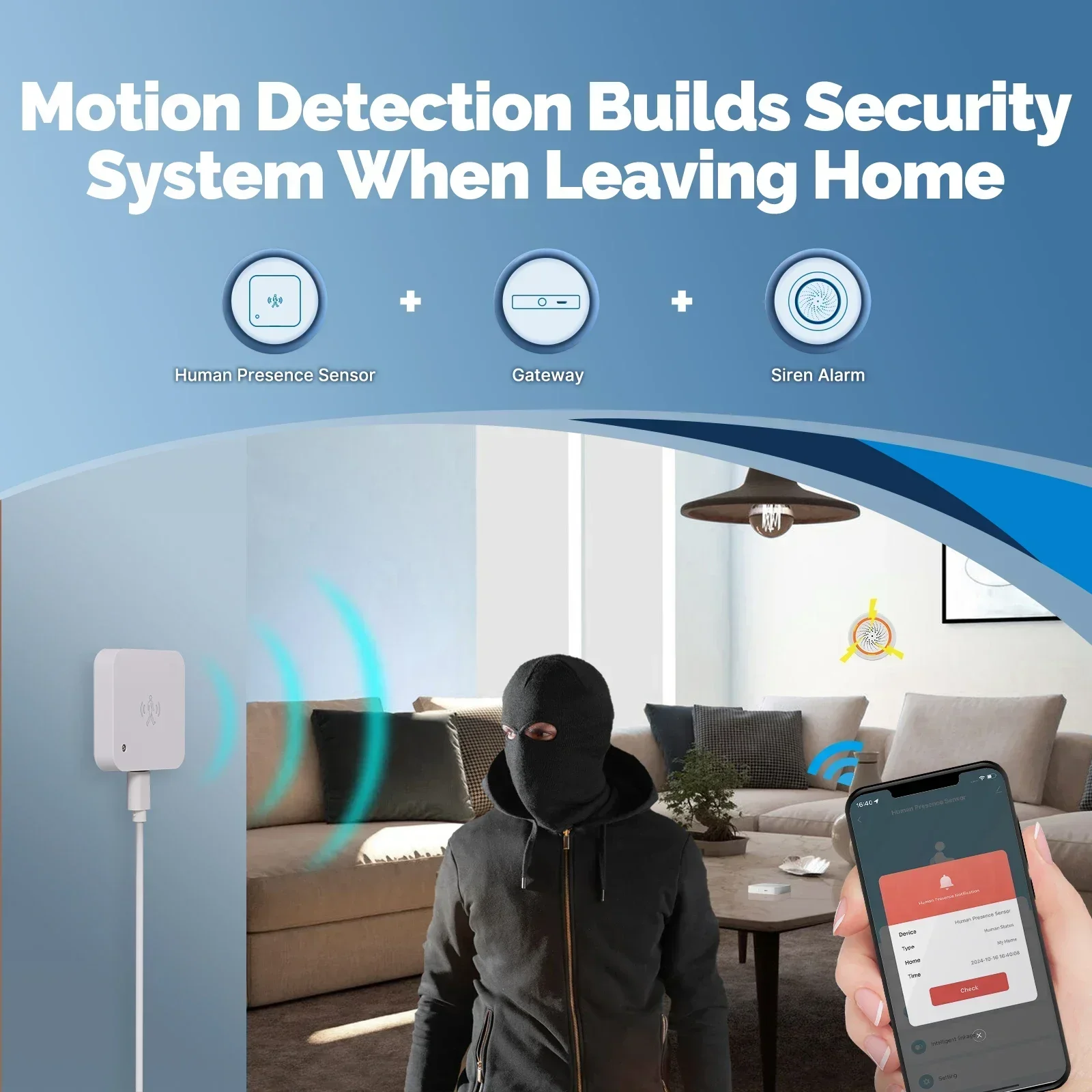 MOES Tuya WiFi Smart Human Presence Sensor Motion and Motionless Detection Light Luminance Sensor Wired Design App Notification