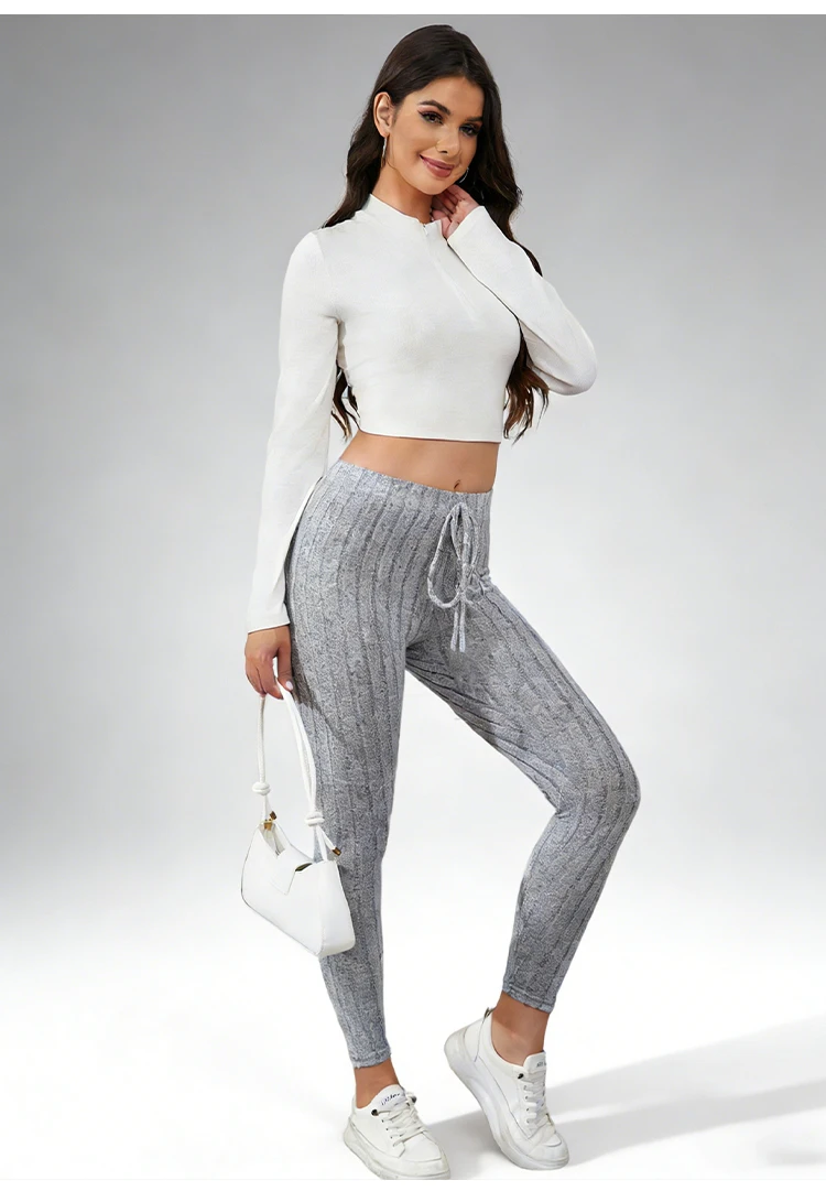 Women's spring Casual Every Day Stretchy Leggings Solid Color Sports pants with Elastic Waist Comfortable Stylish Casual Wear 6