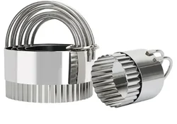 5-Piece Stainless Steel Round Biscuit & Cookie Cutter Set with Handle, Professional Baking Tool (Lace)
