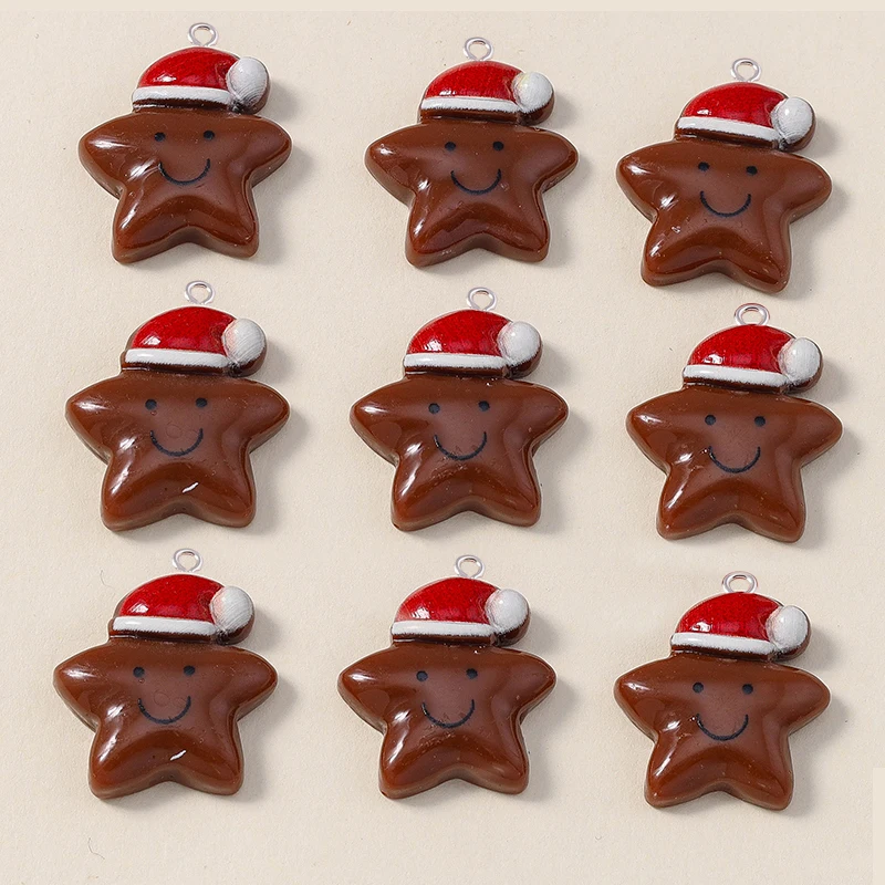 Leslie 10 Stück neue Harz-Weihnachtsanhänger, Hirschglocke, Schneemann, Weihnachtsmann-Anhänger für DIY-Halskette, Ohrring, Schmuckzubehör – Detail 15