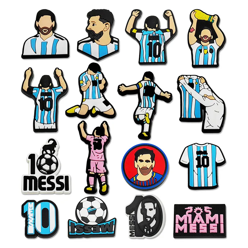 1pcs Soccer Star Mesi Series PVC Shoe Charms Accessories Shoe Decorations for Unisex Party Gifts shoe charms shoe decorations