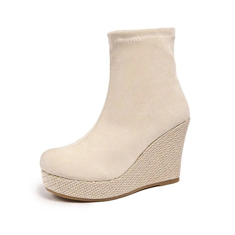 Damen Stiefeletten Mit Plateau Und Keilabsatz Für Mehr Höhe_voghion.com