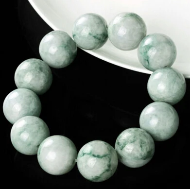 Chinese 100% A Grade Natural Emerald Women Men's Buddha Bead String Jade Bracelet 15-16MM