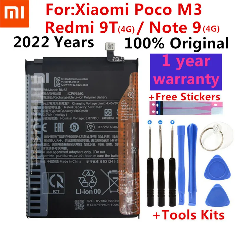 100% Original Replacement Battery BM4E BN56 BN62 For Xiaomi Mi Redmi Note 9 9T 9A 9C Pocophone Poco F1 POCO M2 Pro M3 Batteries phone battery charger Phone Batteries