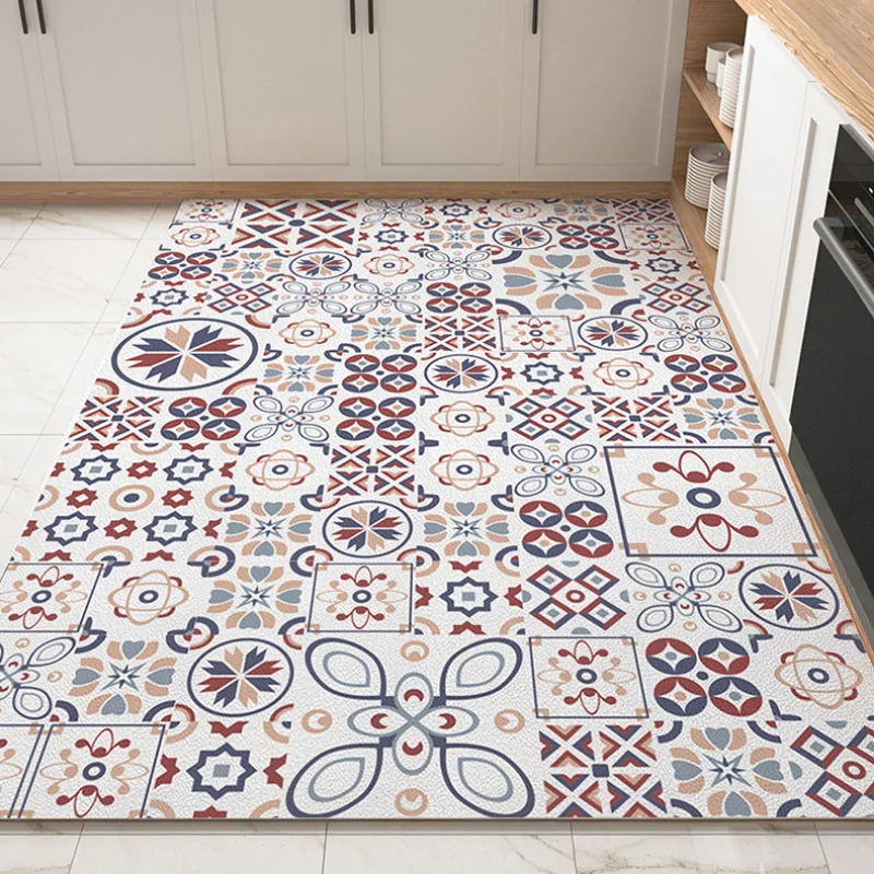 Decoration Kitchen Floor Mat Anti-fouling Oil-proof Waterproof PVC Carpet Easy Clean Balcony Non-slip Soft Rug ковер Tapis 러그 2