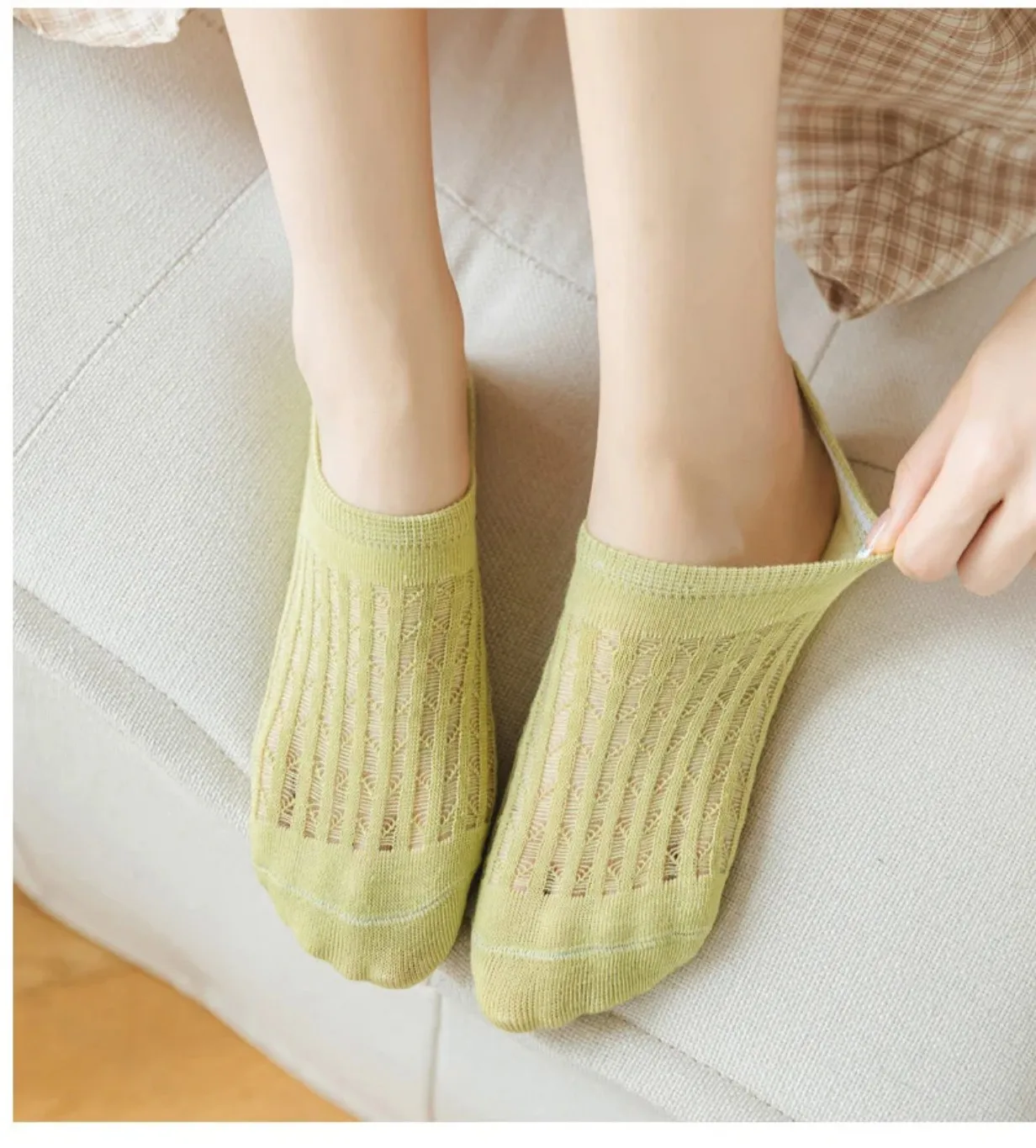 5 10 Pairs Socks Women's Summer Invisible Short No Show Fashion Lace Breathable Silicone Non-slip Cotton Boat woman socks