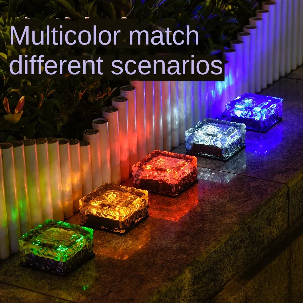 

5PC Solar Garden Light LED Inground Light Home Waterproof Outdoor Ice Brick Light Glass Decorative Shade Garden