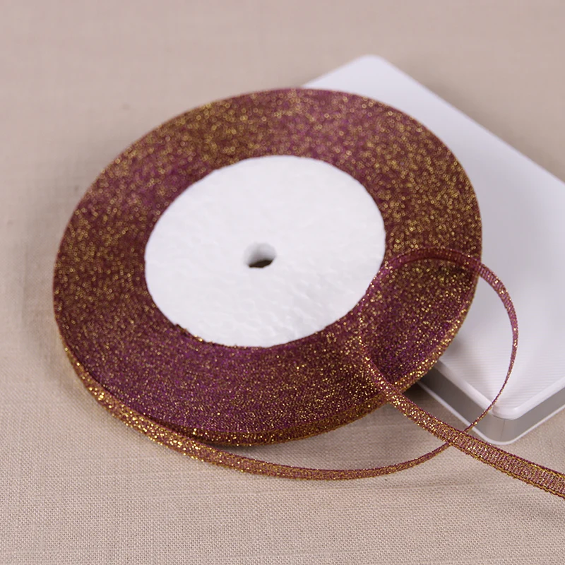 Metallic Glitter Gold and Silver Ribbon - 1/4 x 25 Yards for DIY Crafts, Sewing, Party Decorations, and Gift Wrapping
