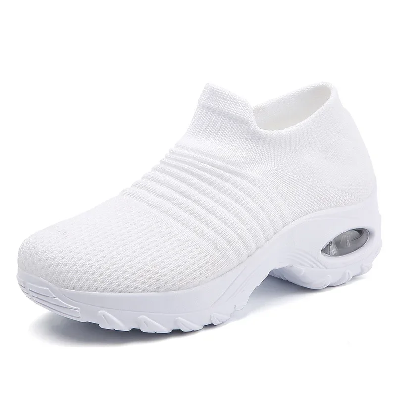 Socks Shoes  Air Cushioned Soles  Thick Soles Oversized Breathable Women's  Lace Fabric Chunky platform shoes