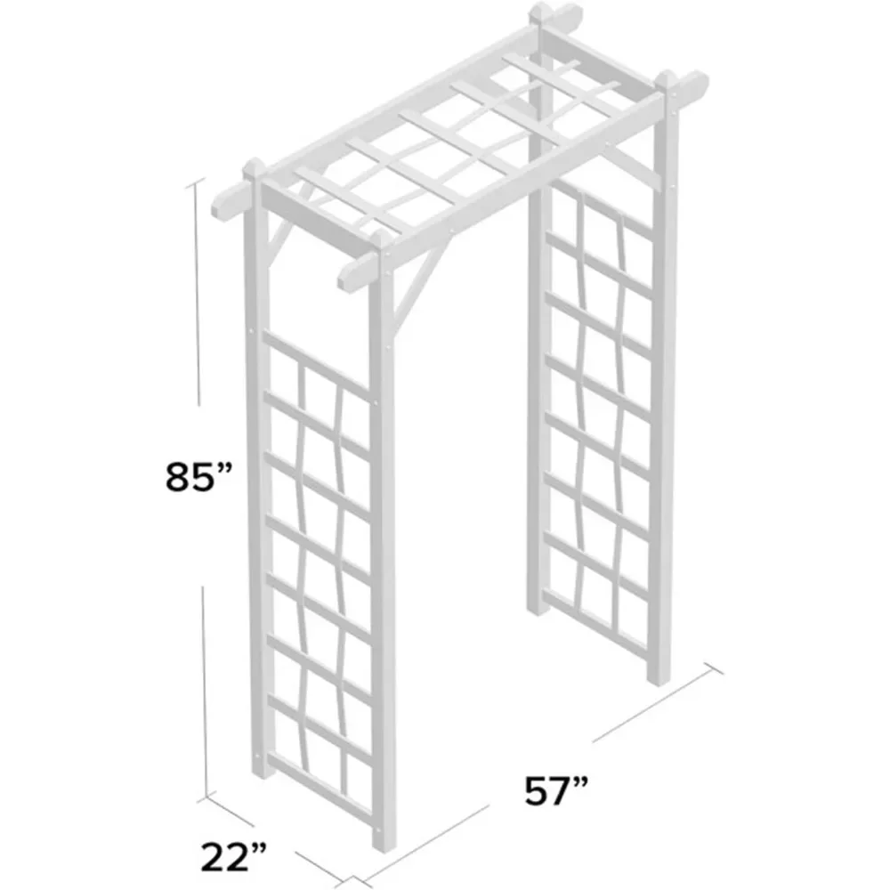 57 By 85 Inch PVC Patio Garden Arch, Outdoor Lattice Frame Decoration or Trellis for Climbing Plants, White