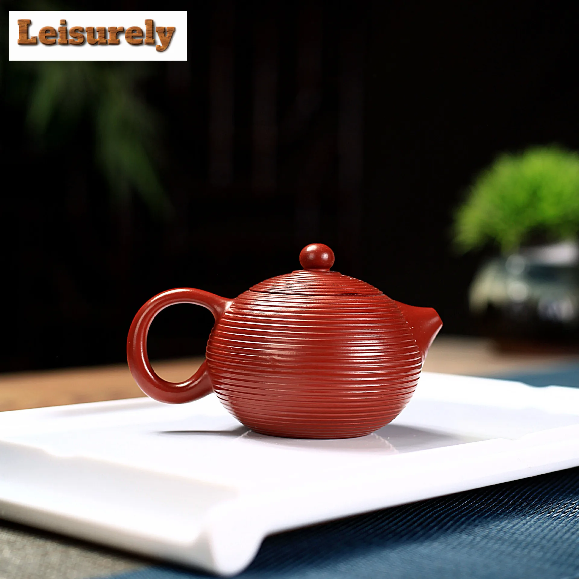 130ml Antique Yixing Purple Clay Teapots Handmade screw thread Xishi Pot Raw Ore Dahongpao Mud Kettle with Filter Zisha Tea Set