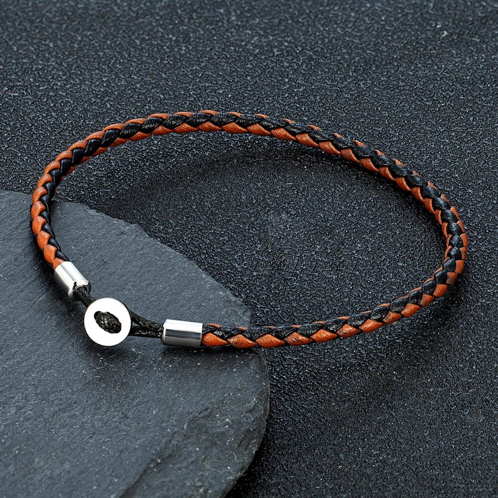 Stainless Steel Leather Bracelet For Men Women Couple Jewelry Gifts charm