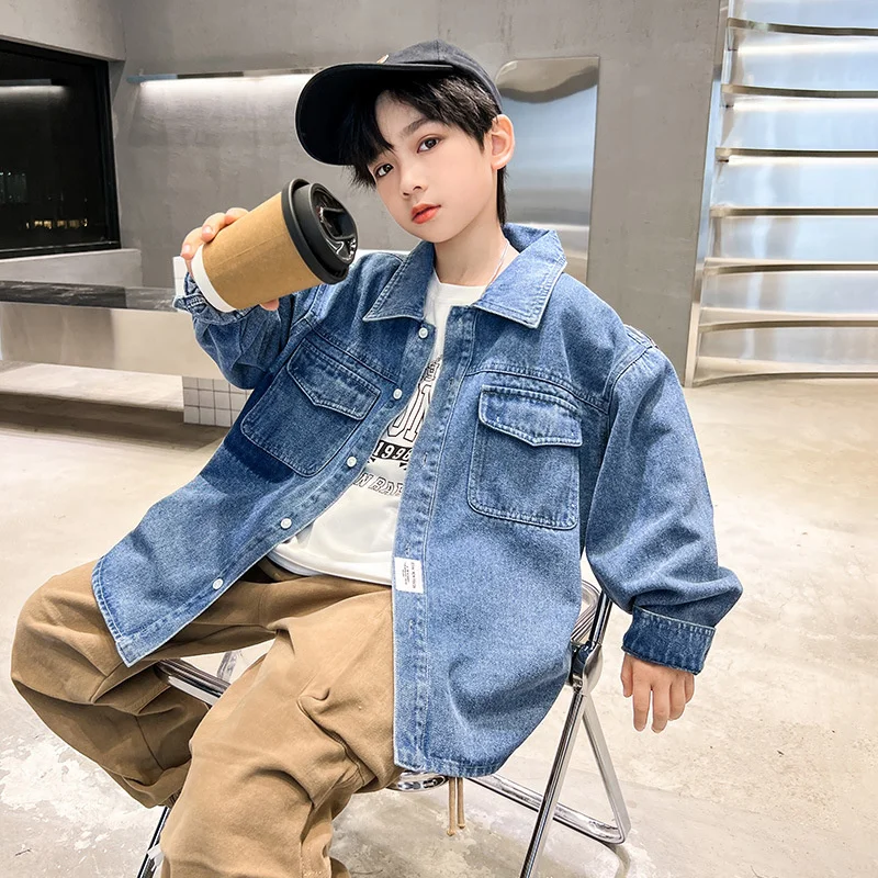 Boys Coat Jacket Cotton Outerwear Overcoat Loose Jean Spring Autumn High Quality Children's Warm Clothing