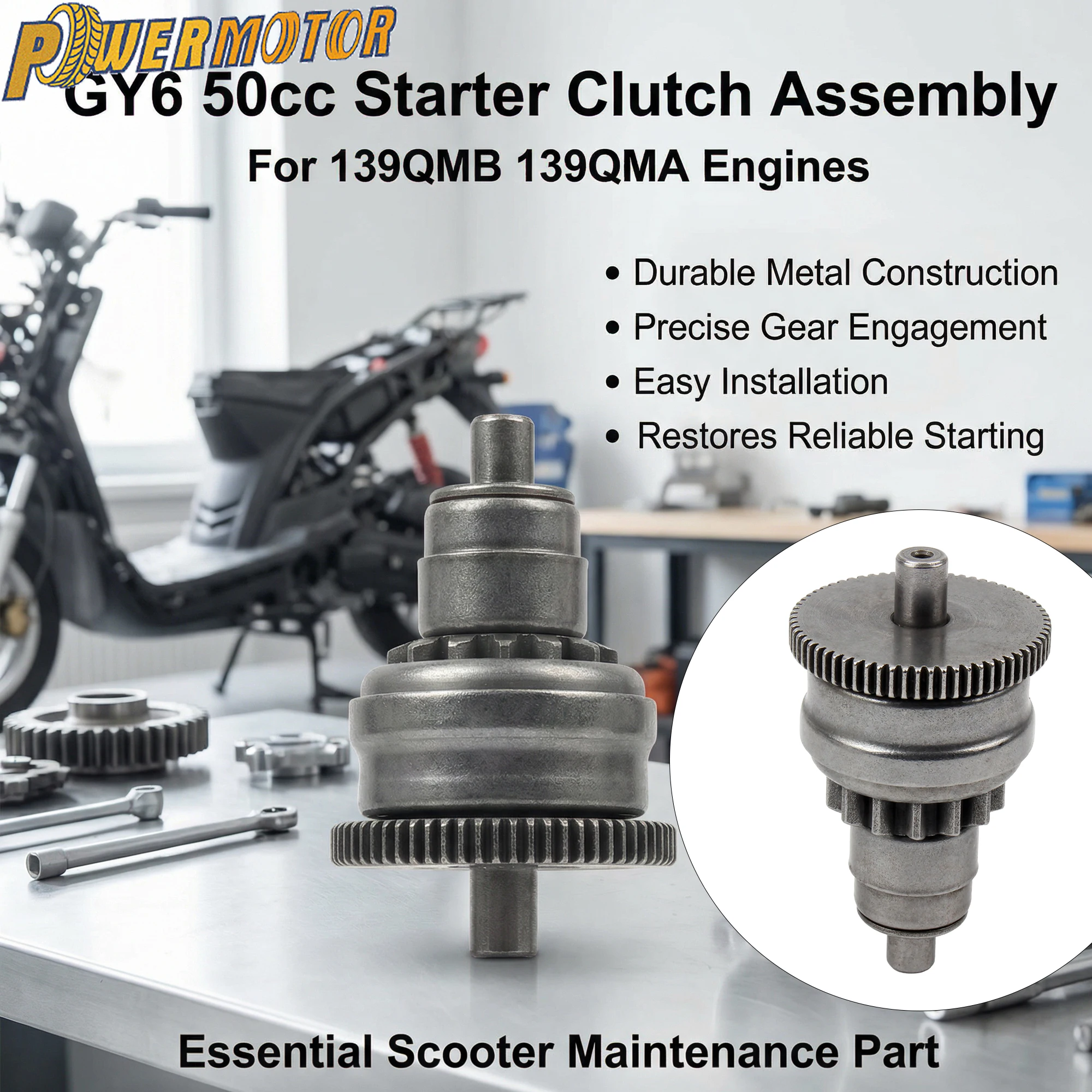Engrenagem de Partida (Bendix) para Motores GY6 50cc 139QMB 139QMA ...