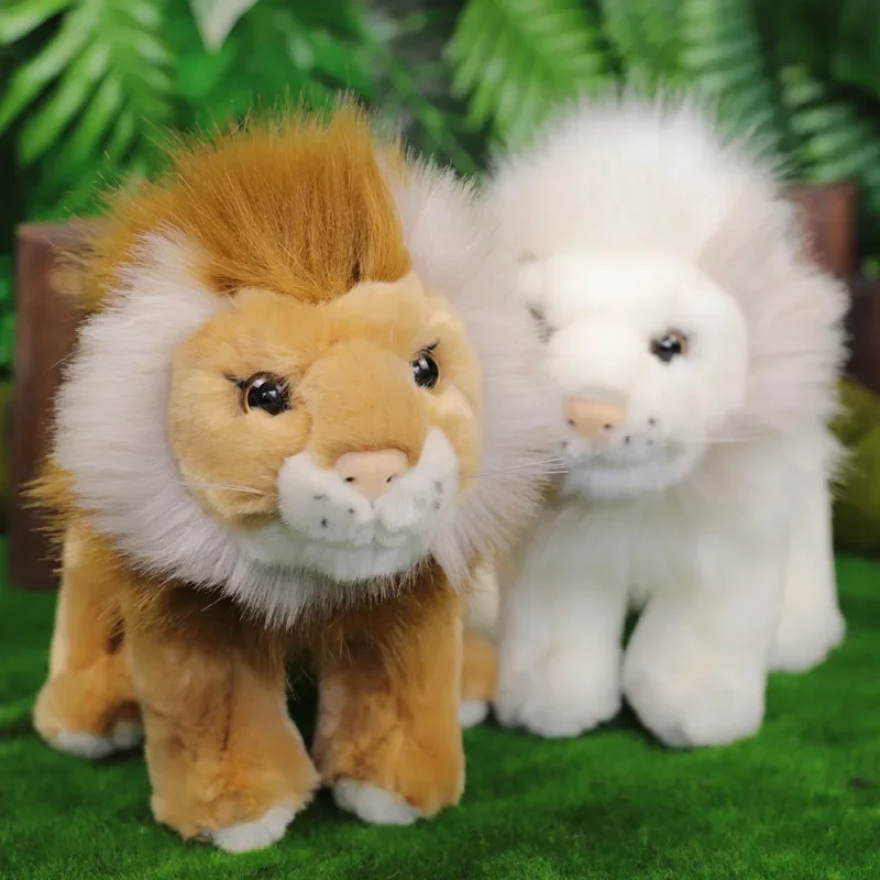 Simulated Lion Plush Toy White Lion Doll Children's Birthday Gift Wild Animal Mascot