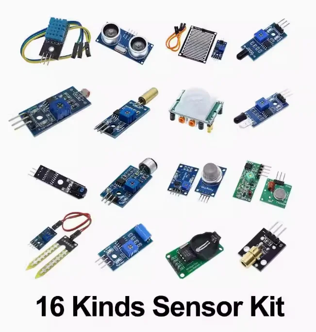 Moduli sensori 45 in 1 Kit iniziale da 16 tipi per Arduino Raspberry Pi, migliore di 37 in 1 con scatola fai da te UNO R3 MEGA2560